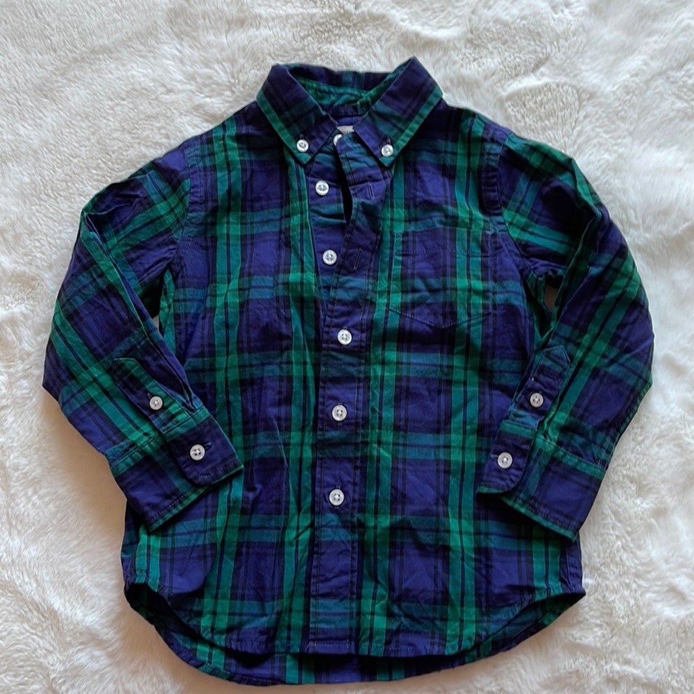 Crewcuts Green and Blue Plaid Button-Down Shirt